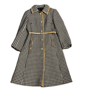 Vintage Horst Mandel Stylish Houndstooth Belted Wool Winter Coat